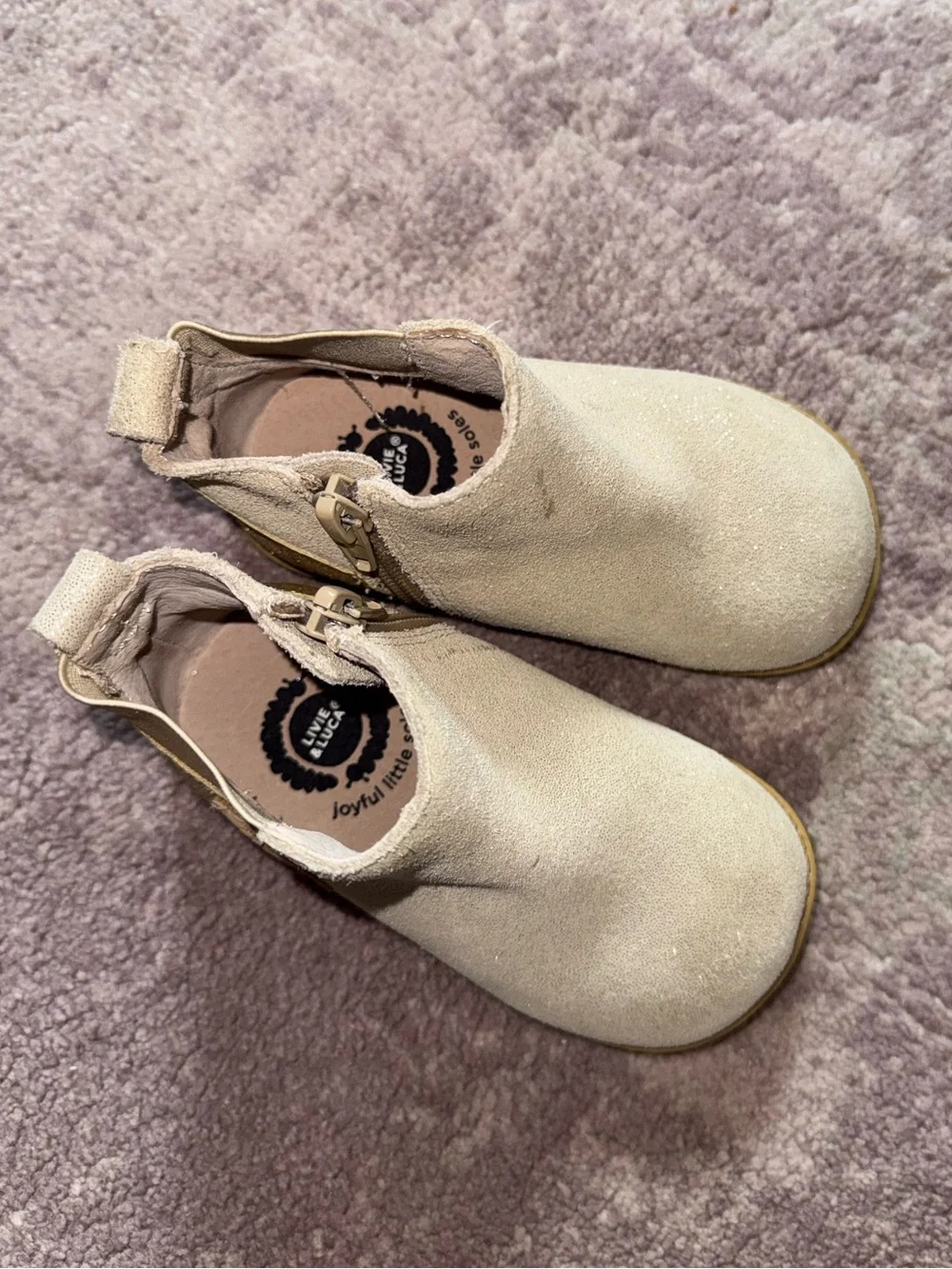 Livie & Luca Baby Girls 7 Tan Gold Sparkly Booties Boots Shoes